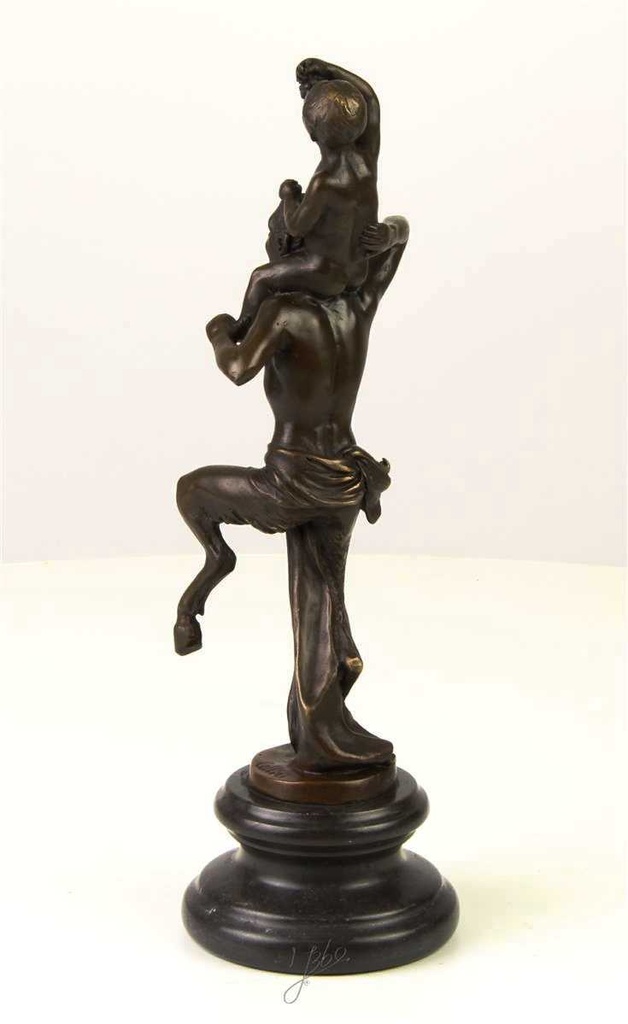 [LA-46279] Bronzeskulptur Bronzefigur Faun mit Kleinem Bacchus Bild 7