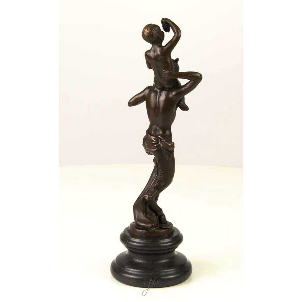 [LA-46279] Bronzeskulptur Bronzefigur Faun mit Kleinem Bacchus Bild 10