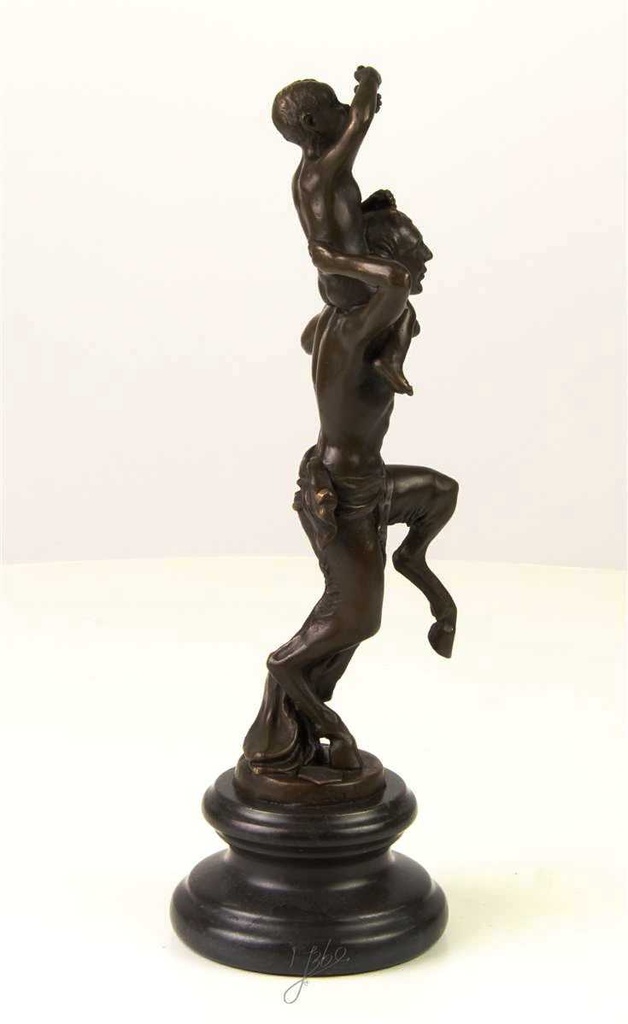 [LA-46279] Bronzeskulptur Bronzefigur Faun mit Kleinem Bacchus Bild 12