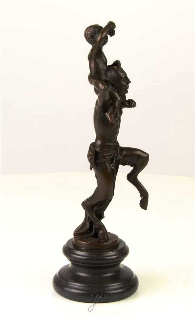 [LA-46279] Bronzeskulptur Bronzefigur Faun mit Kleinem Bacchus Bild 13