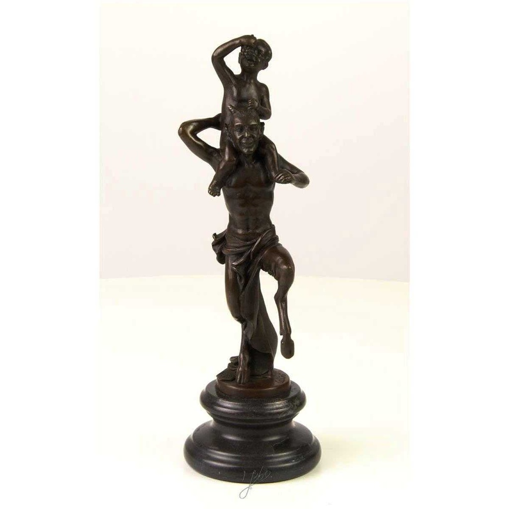 [LA-46279] Bronzeskulptur Bronzefigur Faun mit Kleinem Bacchus Bild 16