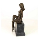 [LA-46280] Bronzeskulptur Bronzefigur Frau Sitzend Halbnackter Körper Bild 6