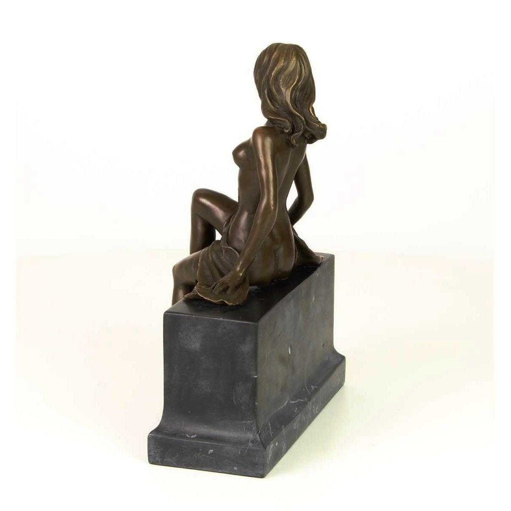 [LA-46280] Bronzeskulptur Bronzefigur Frau Sitzend Halbnackter Körper Bild 7