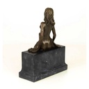 [LA-46280] Bronzeskulptur Bronzefigur Frau Sitzend Halbnackter Körper Bild 8