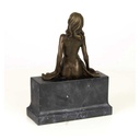[LA-46280] Bronzeskulptur Bronzefigur Frau Sitzend Halbnackter Körper Bild 9