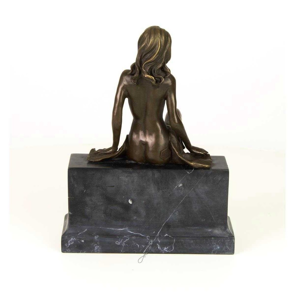 [LA-46280] Bronzeskulptur Bronzefigur Frau Sitzend Halbnackter Körper Bild 10