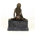 [LA-46280] Bronzeskulptur Bronzefigur Frau Sitzend Halbnackter Körper Bild 10