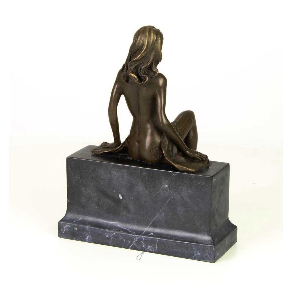 [LA-46280] Bronzeskulptur Bronzefigur Frau Sitzend Halbnackter Körper Bild 11