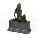 [LA-46280] Bronzeskulptur Bronzefigur Frau Sitzend Halbnackter Körper Bild 11