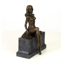 [LA-46280] Bronzeskulptur Bronzefigur Frau Sitzend Halbnackter Körper Bild 15