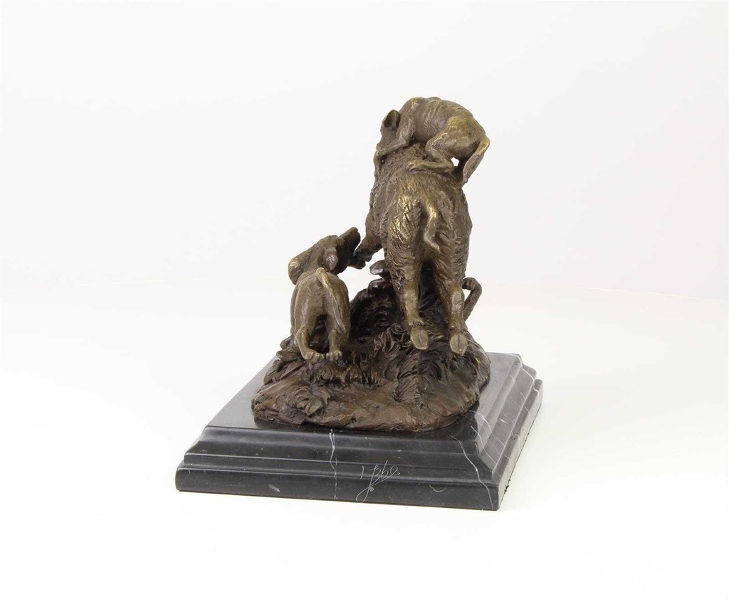 [LA-46282] Bronzeskulptur Bronzefigur Hunde Greifen Wildschwein An Bild 7