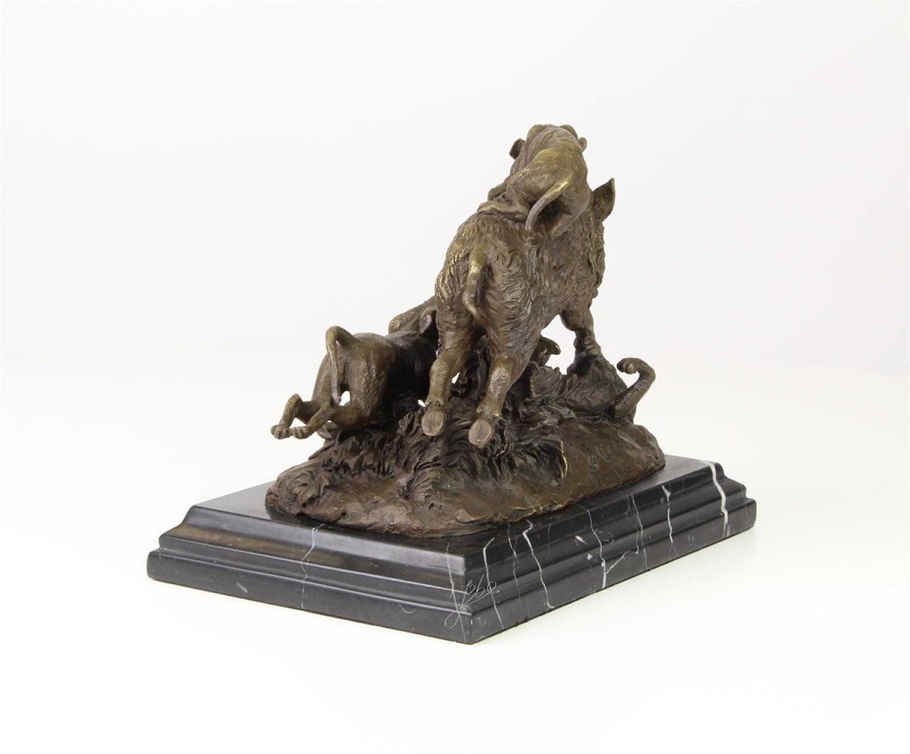 [LA-46282] Bronzeskulptur Bronzefigur Hunde Greifen Wildschwein An Bild 8