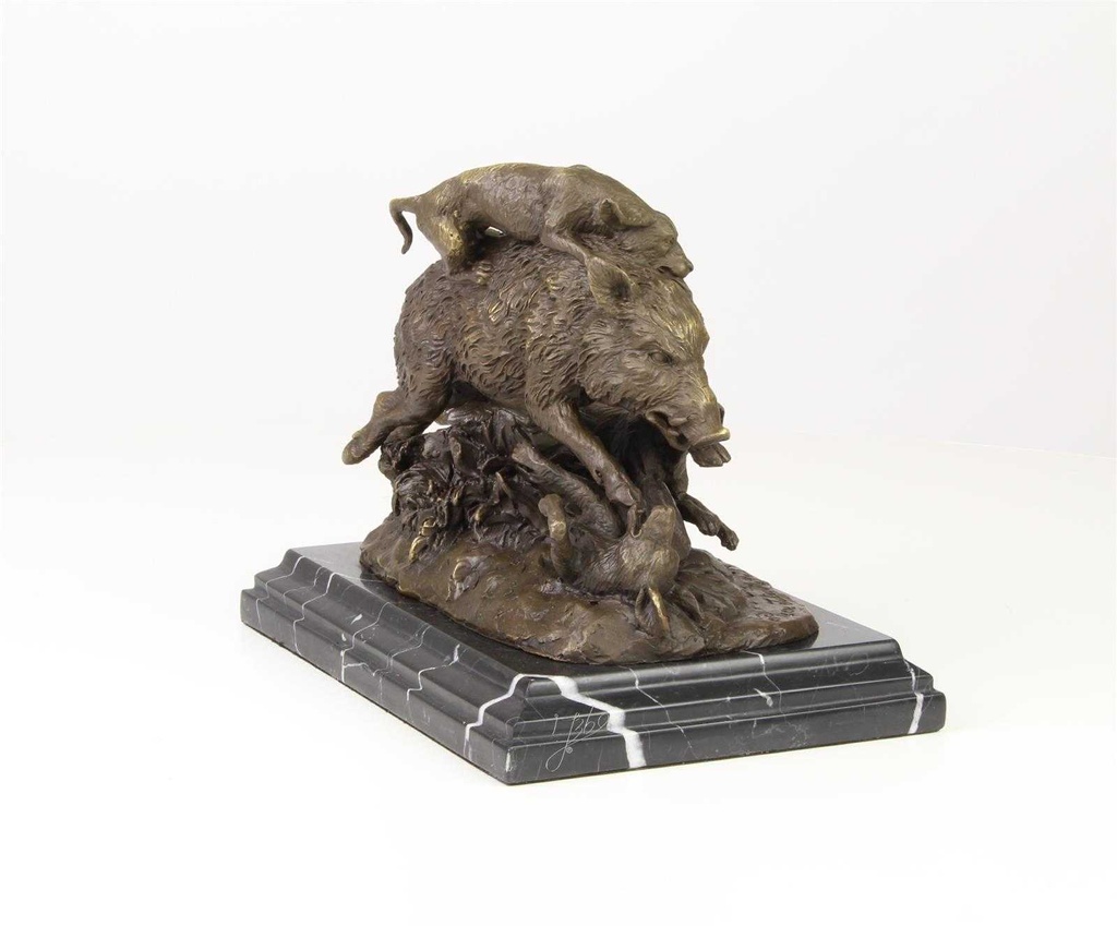[LA-46282] Bronzeskulptur Bronzefigur Hunde Greifen Wildschwein An Bild 13