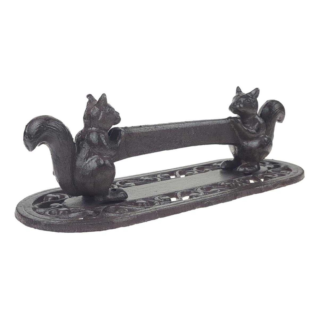 [LA-46403] Schuhkratzer Stiefelkratzer Schuhschaber Gusseisen Eichhörnchen Braun rustikal Bild 2