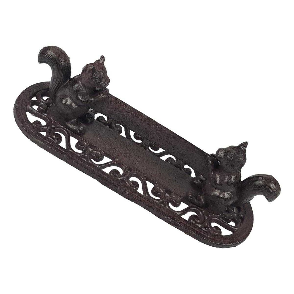 [LA-46403] Schuhkratzer Stiefelkratzer Schuhschaber Gusseisen Eichhörnchen Braun rustikal Bild 3