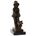 [LA-46478] Bronzeskulptur Bronzefigur Mädchen Geht mit Hund Gassi Bild 2