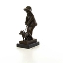 [LA-46478] Bronzeskulptur Bronzefigur Mädchen Geht mit Hund Gassi Bild 4