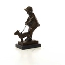 [LA-46478] Bronzeskulptur Bronzefigur Mädchen Geht mit Hund Gassi Bild 5