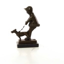 [LA-46478] Bronzeskulptur Bronzefigur Mädchen Geht mit Hund Gassi Bild 6