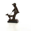 [LA-46478] Bronzeskulptur Bronzefigur Mädchen Geht mit Hund Gassi Bild 7