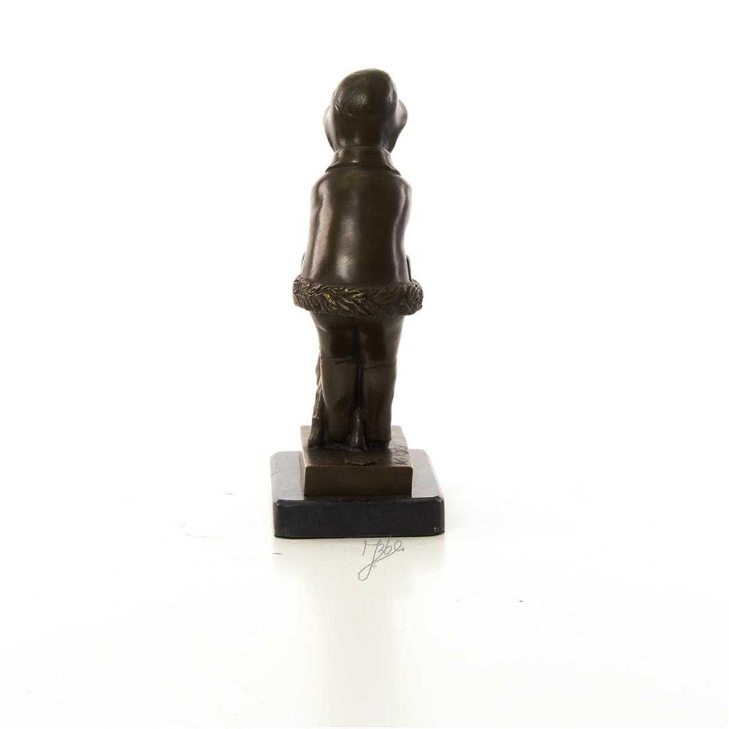 [LA-46478] Bronzeskulptur Bronzefigur Mädchen Geht mit Hund Gassi Bild 10