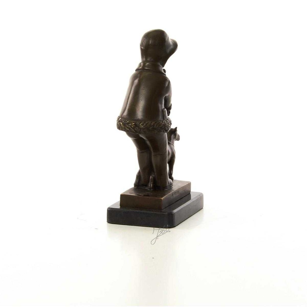 [LA-46478] Bronzeskulptur Bronzefigur Mädchen Geht mit Hund Gassi Bild 11