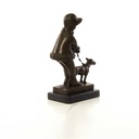 [LA-46478] Bronzeskulptur Bronzefigur Mädchen Geht mit Hund Gassi Bild 12