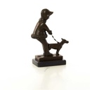 [LA-46478] Bronzeskulptur Bronzefigur Mädchen Geht mit Hund Gassi Bild 13