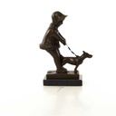 [LA-46478] Bronzeskulptur Bronzefigur Mädchen Geht mit Hund Gassi Bild 14