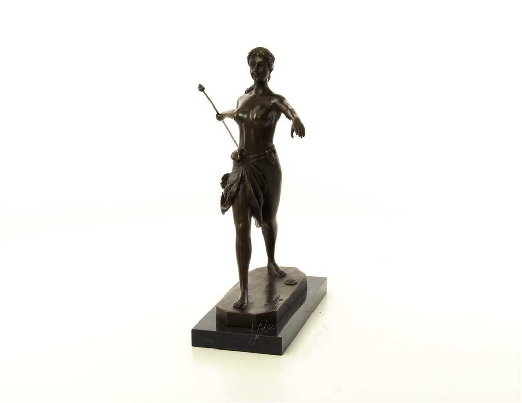 [LA-46481] Bronzeskulptur Bronzefigur Frau Amazonen Kriegerin mit Speer Bild 4
