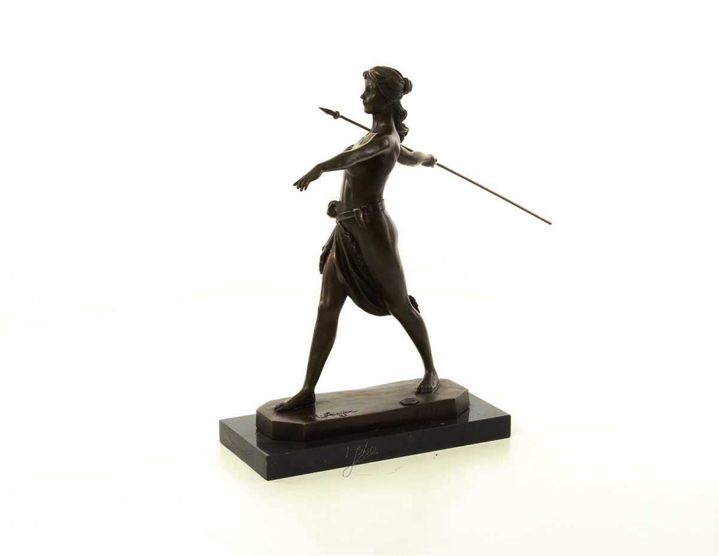 [LA-46481] Bronzeskulptur Bronzefigur Frau Amazonen Kriegerin mit Speer Bild 6