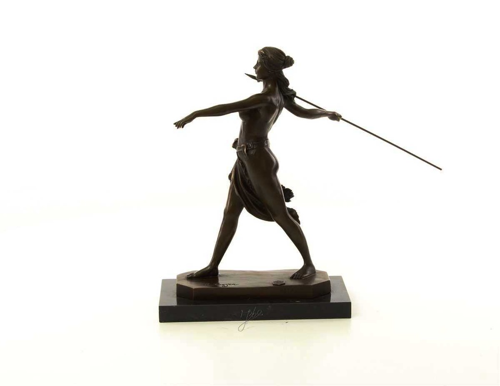 [LA-46481] Bronzeskulptur Bronzefigur Frau Amazonen Kriegerin mit Speer Bild 7