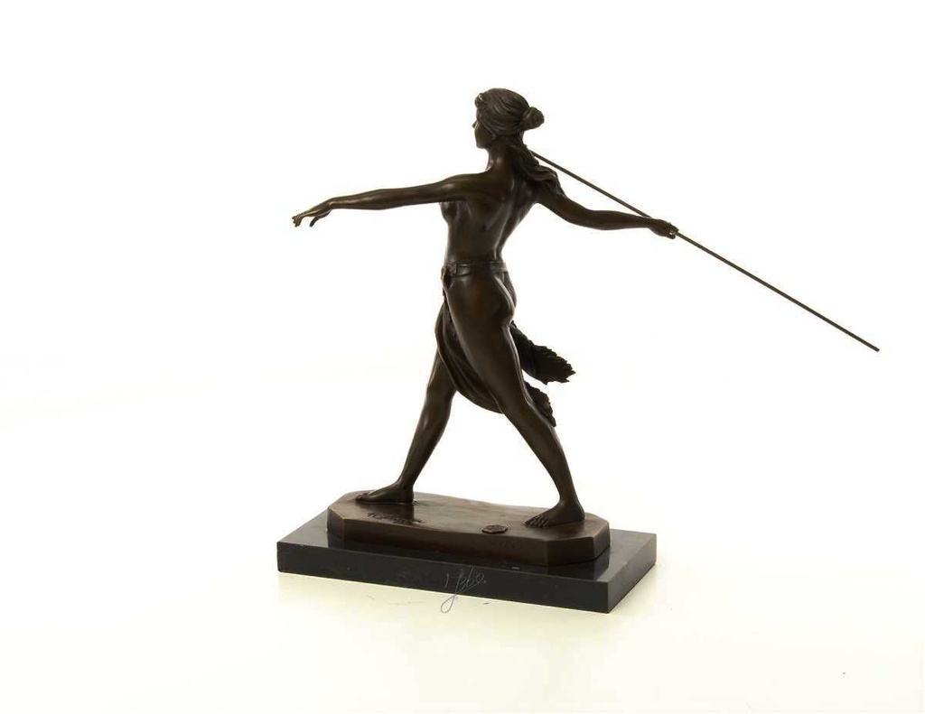 [LA-46481] Bronzeskulptur Bronzefigur Frau Amazonen Kriegerin mit Speer Bild 8