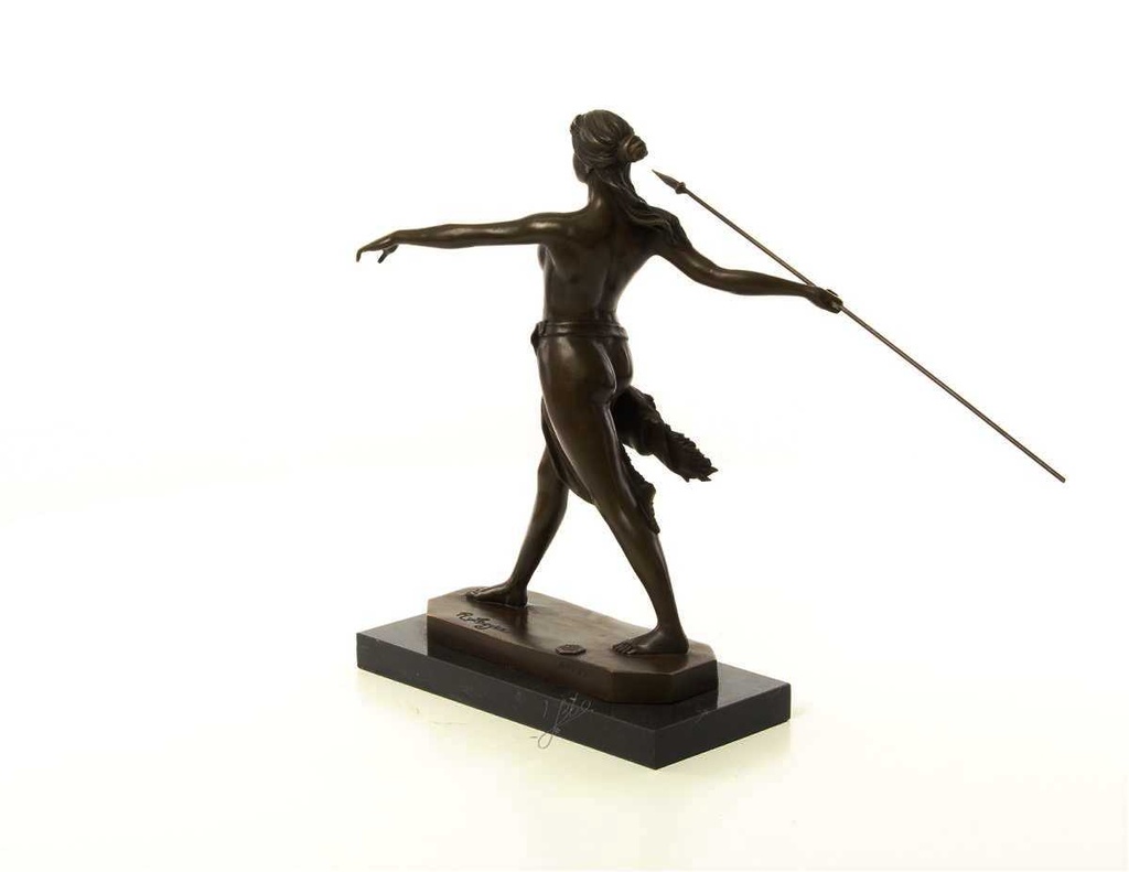 [LA-46481] Bronzeskulptur Bronzefigur Frau Amazonen Kriegerin mit Speer Bild 9