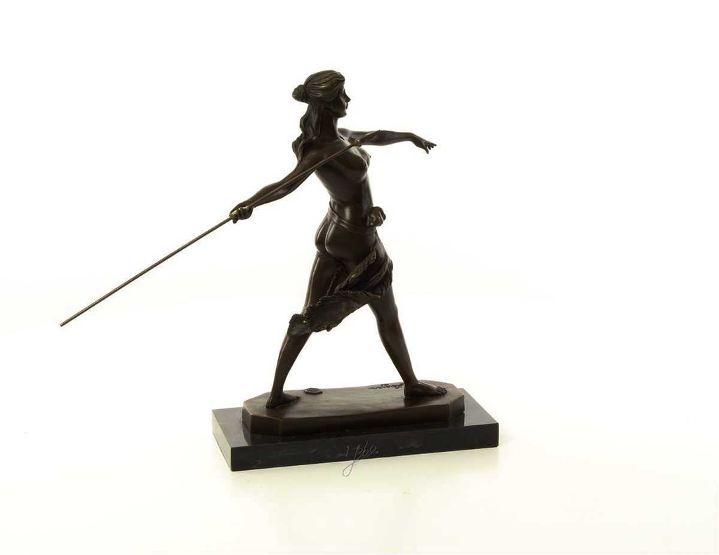 [LA-46481] Bronzeskulptur Bronzefigur Frau Amazonen Kriegerin mit Speer Bild 14