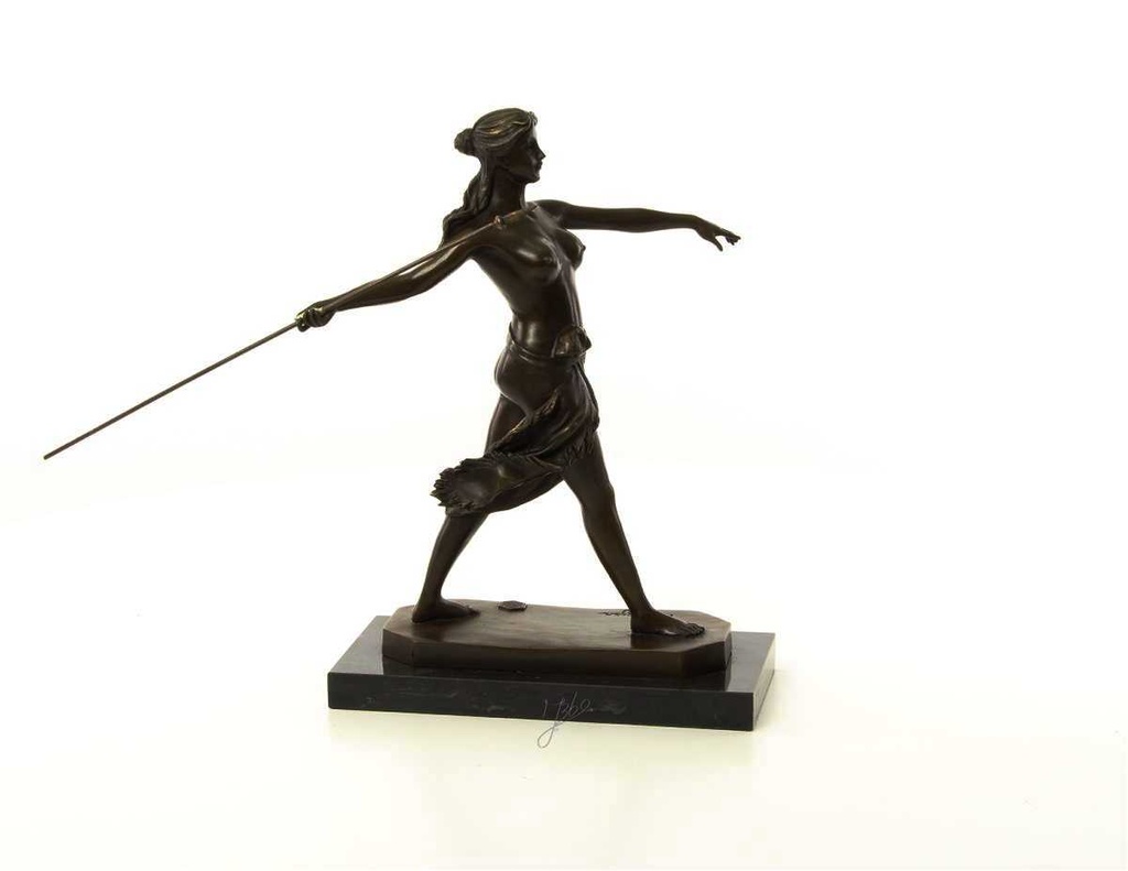 [LA-46481] Bronzeskulptur Bronzefigur Frau Amazonen Kriegerin mit Speer Bild 15
