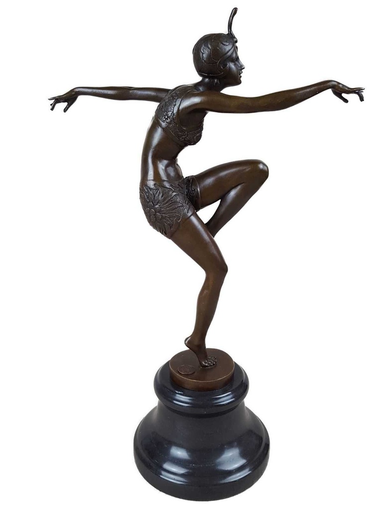 [LA-46490] Bronzeskulptur Bronzefigur Frau Tänzerin Con Brio Antik-Stil Bild 4
