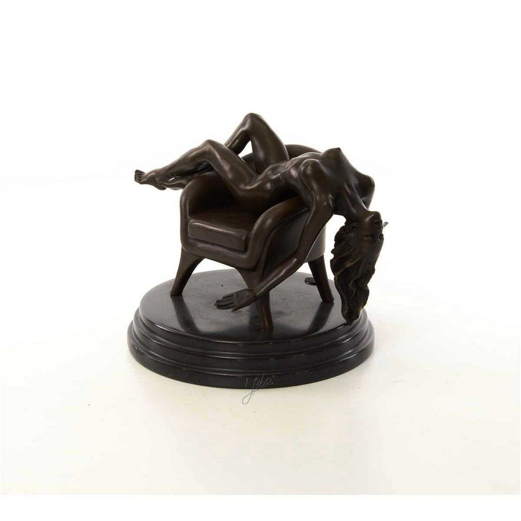 [LA-46517] Bronzeskulptur Bronzefigur Erotik Frau Liegend Im Sessel Art-Deco-Stil Bild 16