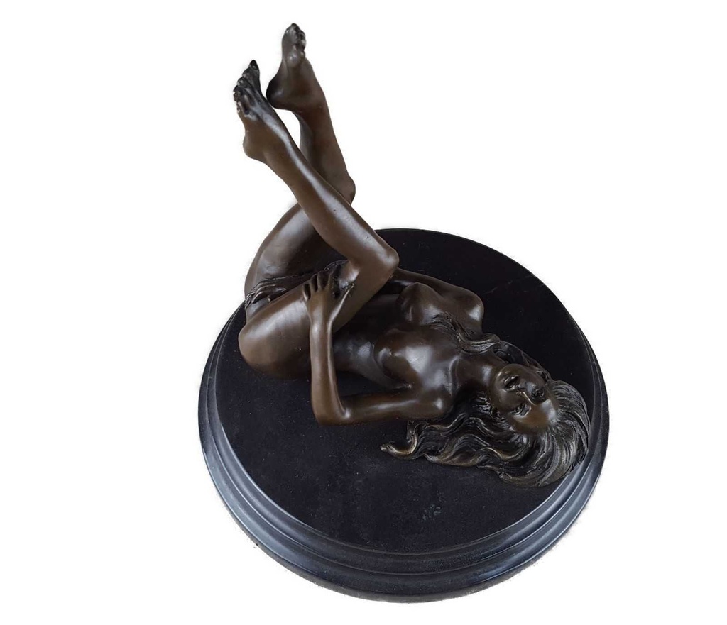 [LA-46518] Bronzeskulptur Bronzefigur Erotik Frau Liegend Auf Dem Boden Art-Deco-Stil #46518 Bild 8