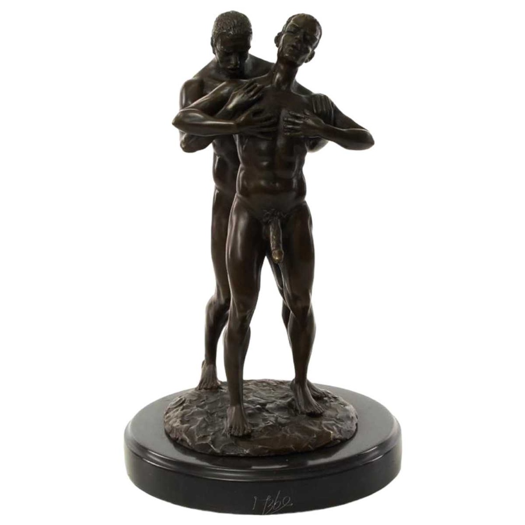 [LA-46522] Bronzeskulptur Bronzefigur Erotik Liebesakt Nackte Gays Boys Jungs Männer Paar Bild 2