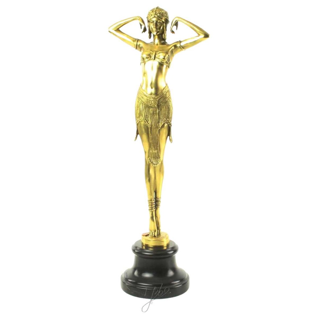 [LA-46813] Bronzeskulptur Bronzefigur poliert Scarab-Tänzerin Art-Deco-Stil Bild 2