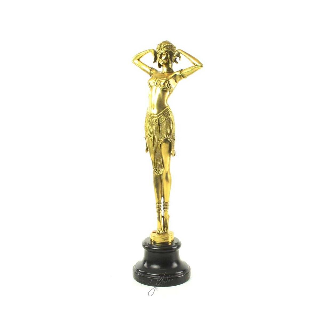 [LA-46813] Bronzeskulptur Bronzefigur poliert Scarab-Tänzerin Art-Deco-Stil Bild 3