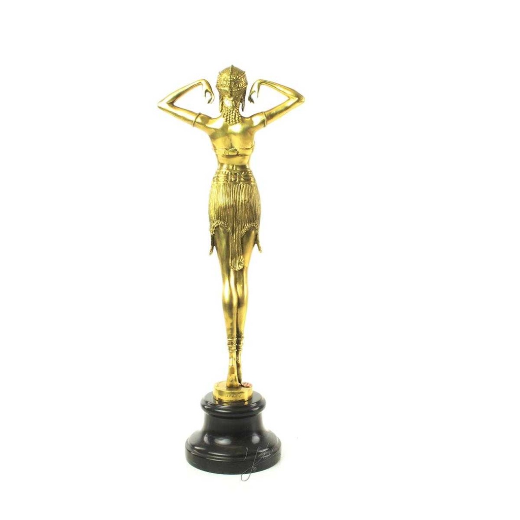 [LA-46813] Bronzeskulptur Bronzefigur poliert Scarab-Tänzerin Art-Deco-Stil Bild 9