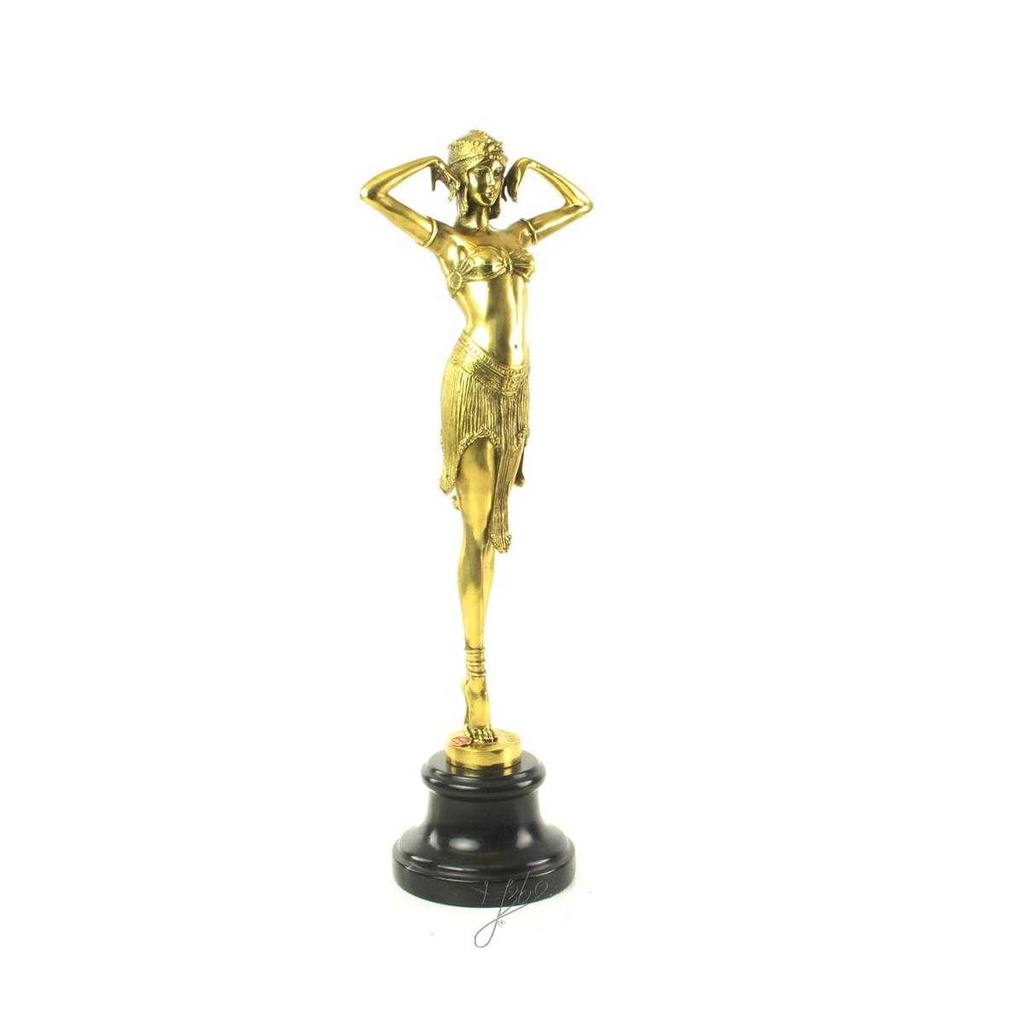 [LA-46813] Bronzeskulptur Bronzefigur poliert Scarab-Tänzerin Art-Deco-Stil Bild 15