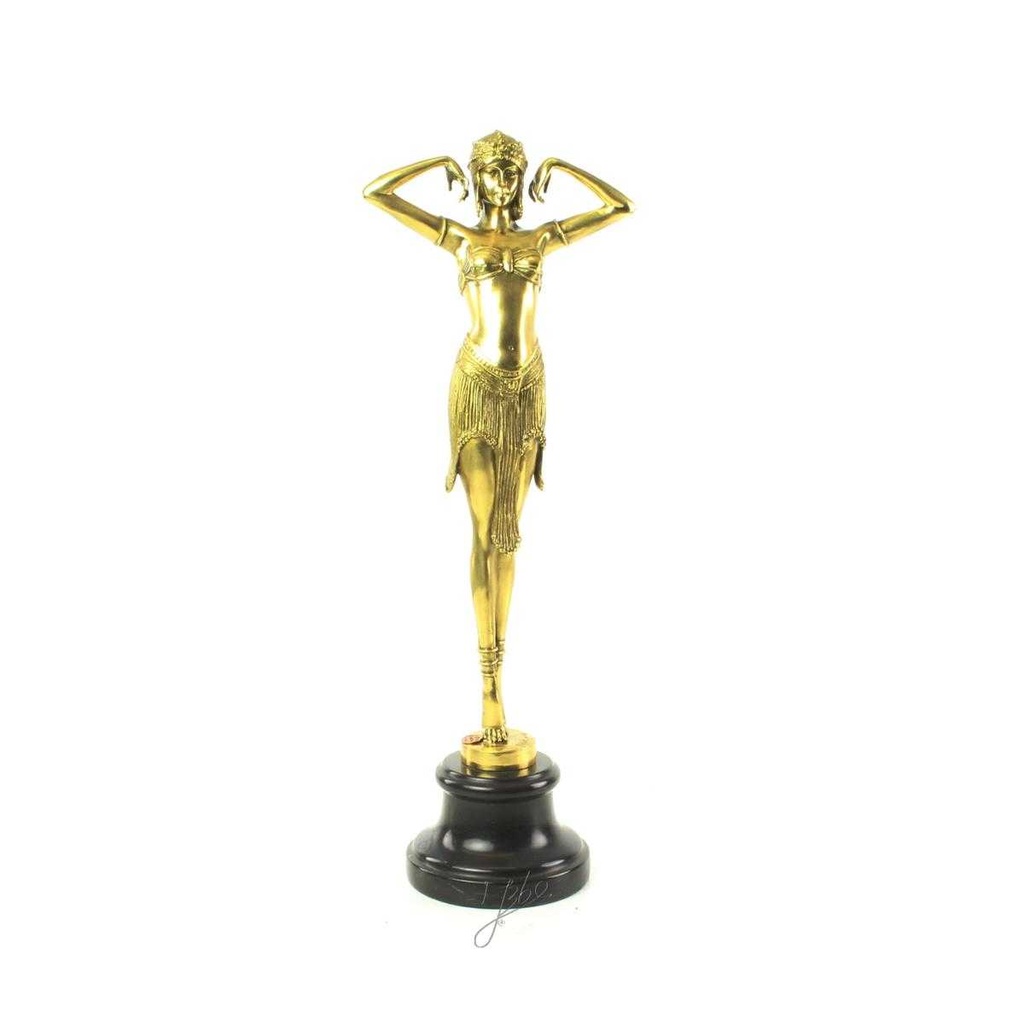 [LA-46813] Bronzeskulptur Bronzefigur poliert Scarab-Tänzerin Art-Deco-Stil Bild 16