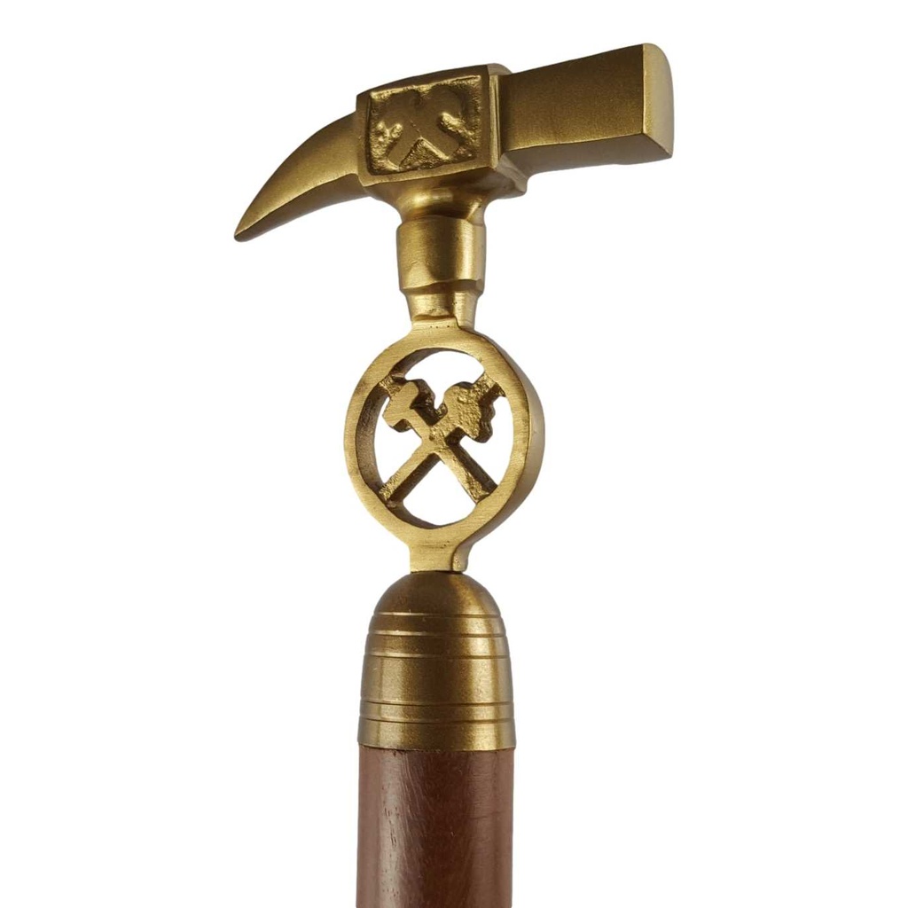 [LA-46823] Gehstock Wanderstock Spazierstock Flanierstock Holz Messinggriff Hammer und Pickel #46823 Bild 4