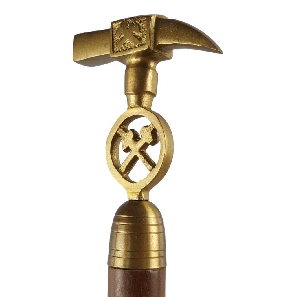 [LA-46823] Gehstock Wanderstock Spazierstock Flanierstock Holz Messinggriff Hammer und Pickel #46823 Bild 6
