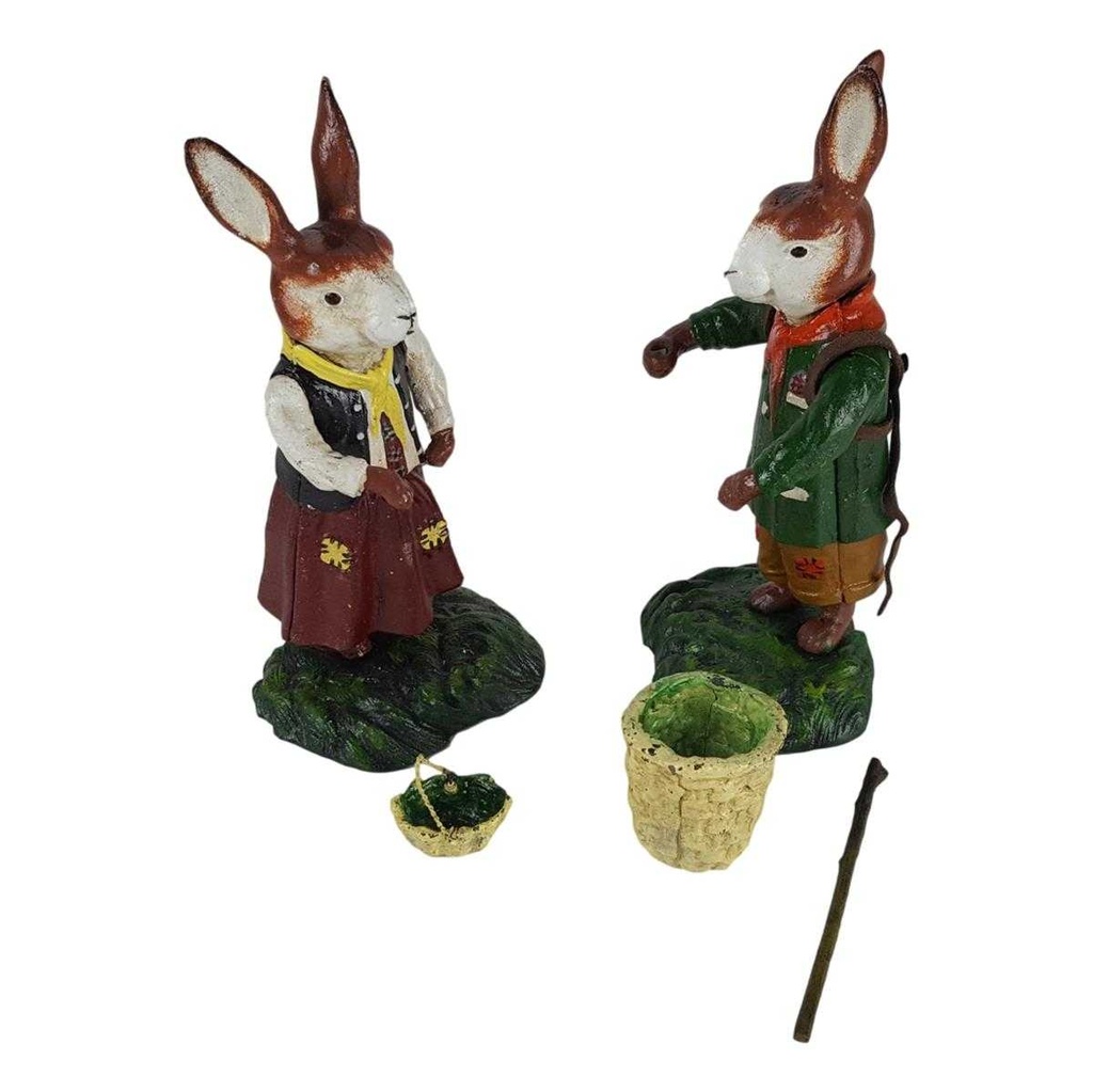 [LA-46970] Figur Skulptur Statue Osterhasenpaar Hasenpaar bunt Osterdeko 2er Ser Gusseisen Bild 4