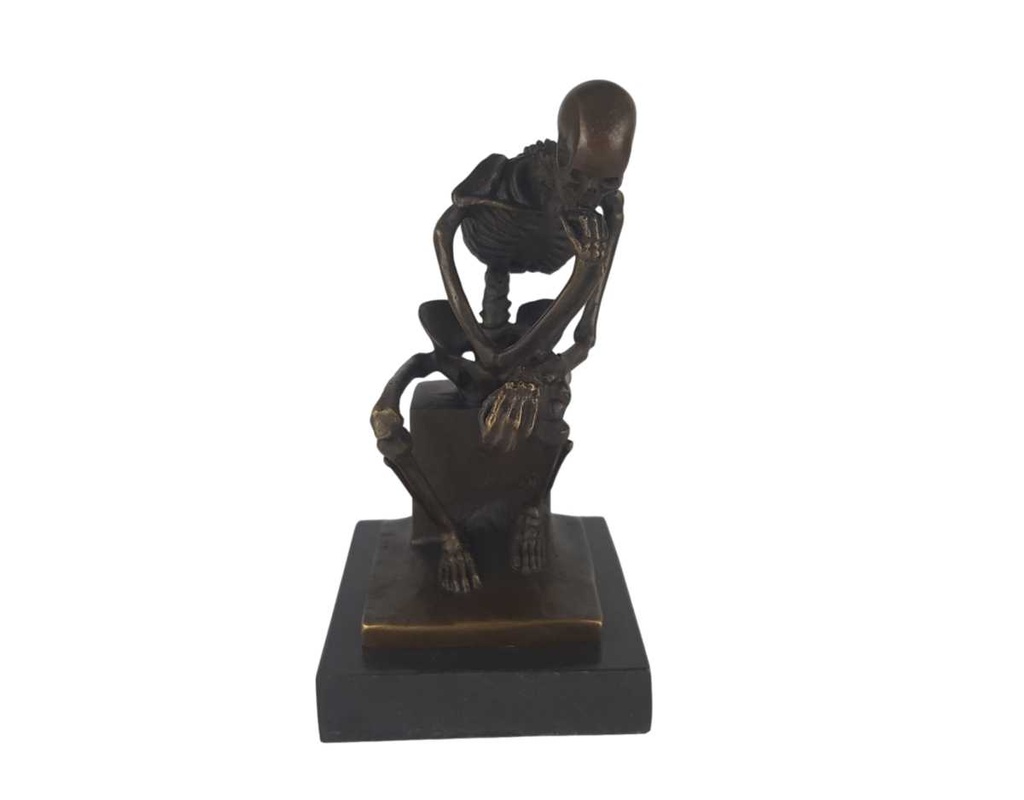 [LA-46975] Bronzeskulptur Bronzefigur Skelett Denker Bild 3