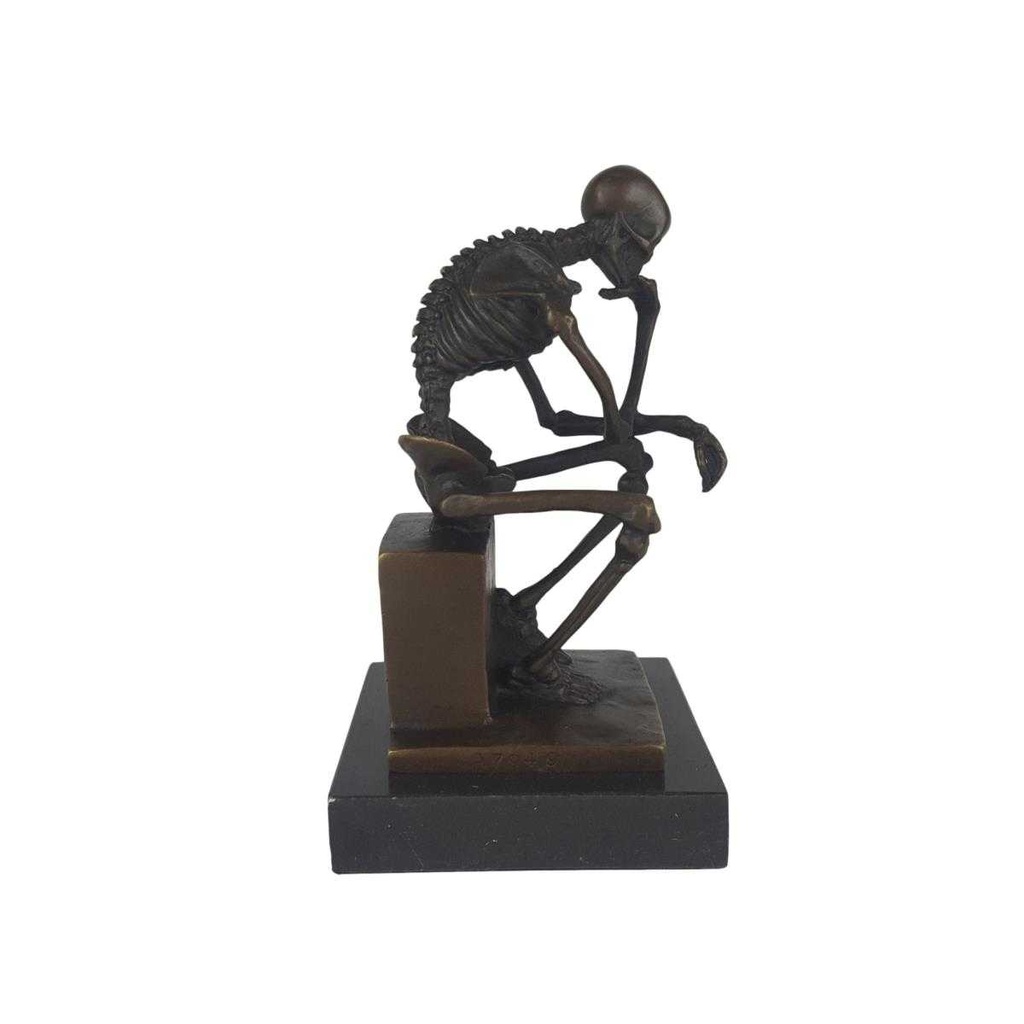 [LA-46975] Bronzeskulptur Bronzefigur Skelett Denker Bild 4